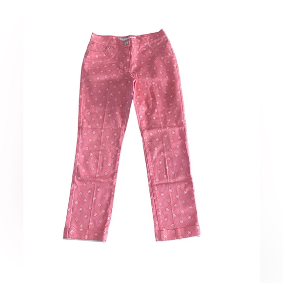 Dismero Pants - Dismero Womens Casual Pants Pink Salmon Circle Print Made in Italy Sz S